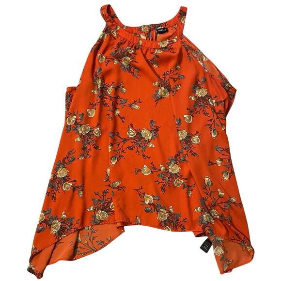 Torrid Size 4X Orange Floral High Neck Handkerchief Hem Tank Top plus size - Picture 2 of 6